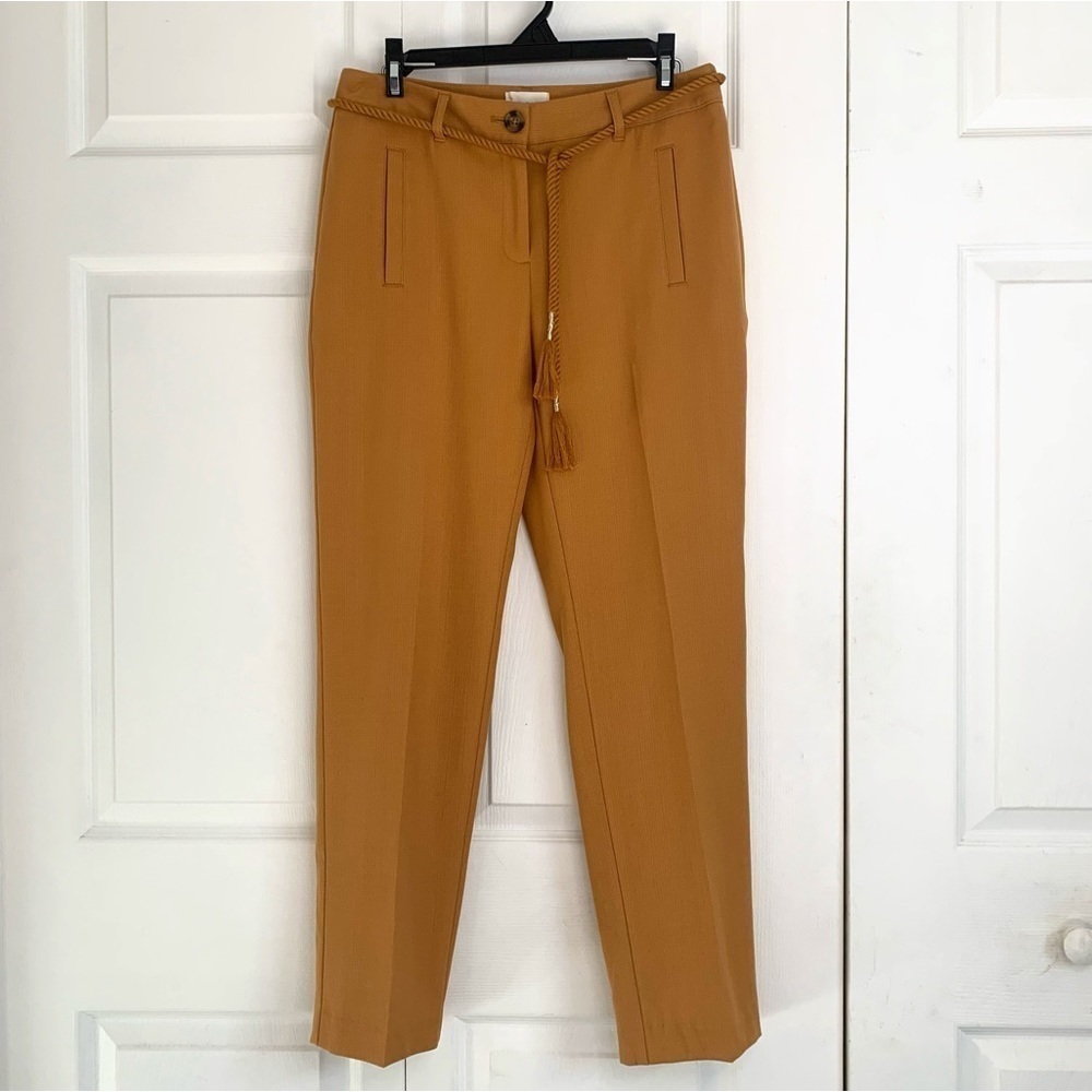 Chico's Ultimate Fit Golden Ochre Ankle Dress Pants with Rope Belt Size 00/XS
